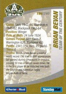 2008 Daily Telegraph NRL #194 Brian Bevan Back